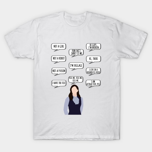 Janet- the good place T-Shirt by aluap1006